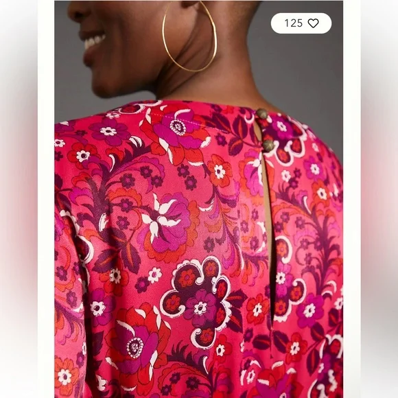 NWT Maeve x Anthropology Pink Floral Wrap Dress - Picture 7 of 12